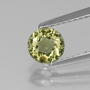 0.65캐럿 천연 노란빛 그린 투르말린, 라운드 컷, 5.49 mm, VVS-VS