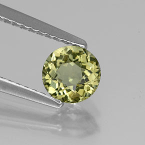 0.65캐럿 천연 노란빛 그린 투르말린, 라운드 컷, 5.49 mm, VVS-VS