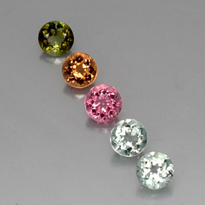 캐럿 천연 멀티컬러 투르말린 보석, 라운드 컷, 4.88 mm, VVS-VS