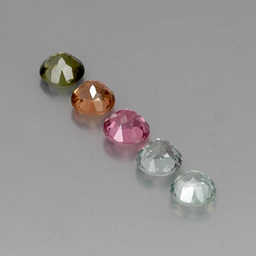 캐럿 천연 멀티컬러 투르말린 보석, 라운드 컷, 4.88 mm, VVS-VS