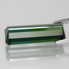 3.21캐럿 천연 블루 그린 투르말린, 에메랄드 컷, 15×5.1 mm, VVS