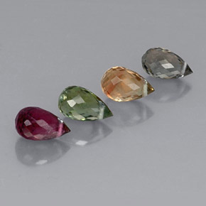 캐럿 천연 멀티컬러 투르말린 보석, 브리올레트, 6.6×4 mm, VS