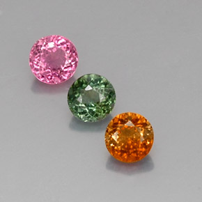 캐럿 천연 멀티컬러 투르말린 보석, 라운드 컷, 4.62 mm, VVS-VS
