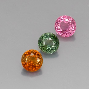 캐럿 천연 멀티컬러 투르말린 보석, 라운드 컷, 4.62 mm, VVS-VS