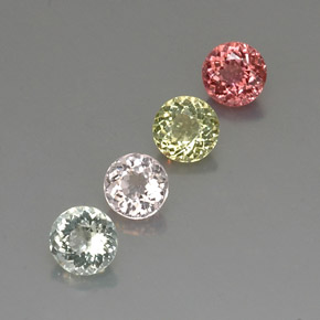 캐럿 천연 멀티컬러 투르말린 보석, 라운드 컷, 5.34 mm, VVS-VS