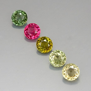 캐럿 천연 멀티컬러 투르말린 보석, 라운드 컷, 4.67 mm, VVS-VS