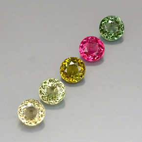 캐럿 천연 멀티컬러 투르말린 보석, 라운드 컷, 4.67 mm, VVS-VS