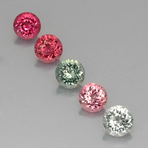 캐럿 천연 멀티컬러 투르말린 보석, 라운드 컷, 5.40 mm, VVS-VS