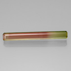 6.88캐럿 천연 바이컬러 투르말린, 에메랄드 컷, 36.9×4.6 mm, VVS-VS