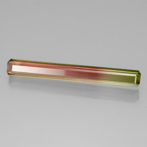 6.88캐럿 천연 바이컬러 투르말린, 에메랄드 컷, 36.9×4.6 mm, VVS-VS