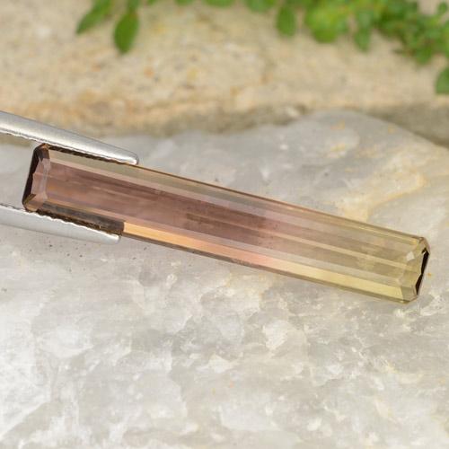 4.63캐럿 천연 바이컬러 투르말린, 에메랄드 컷, 26.8×4.9 mm, VVS-VS