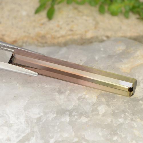 4.63캐럿 천연 바이컬러 투르말린, 에메랄드 컷, 26.8×4.9 mm, VVS-VS
