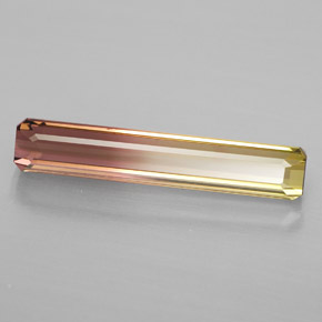 4.12캐럿 천연 바이컬러 투르말린, 에메랄드 컷, 22.2×4.2 mm, VS