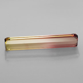 4.12캐럿 천연 바이컬러 투르말린, 에메랄드 컷, 22.2×4.2 mm, VS