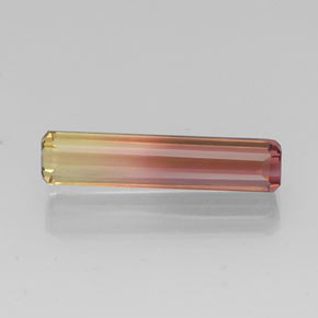 4.32캐럿 천연 바이컬러 투르말린, 에메랄드 컷, 20.6×4.6 mm, VVS