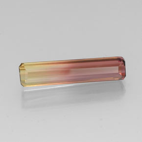 4.32캐럿 천연 바이컬러 투르말린, 에메랄드 컷, 20.6×4.6 mm, VVS