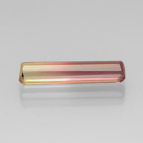 4.32캐럿 천연 바이컬러 투르말린, 에메랄드 컷, 20.6×4.6 mm, VVS