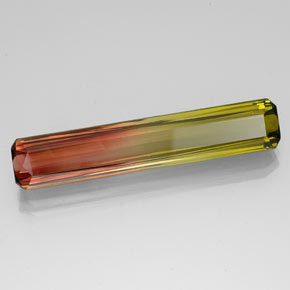 13.96캐럿 천연 바이컬러 투르말린, 에메랄드 컷, 36.2×7 mm, VVS-VS
