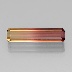 3.18캐럿 천연 바이컬러 투르말린, 에메랄드 컷, 17.7×4.4 mm, VVS-VS