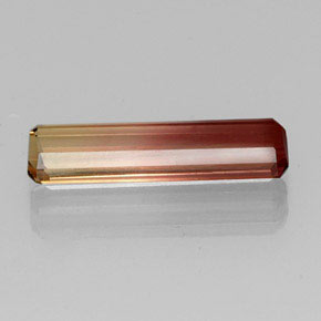 3.18캐럿 천연 바이컬러 투르말린, 에메랄드 컷, 17.7×4.4 mm, VVS-VS