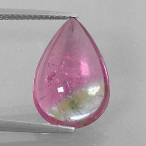 6.72캐럿 천연 바이컬러 투르말린, 배 모양, 17.2×11.7 mm, 투명한