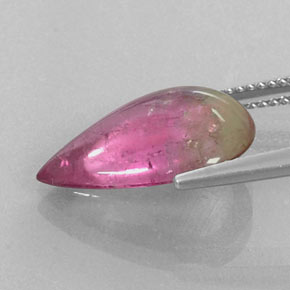 6.72캐럿 천연 바이컬러 투르말린, 배 모양, 17.2×11.7 mm, 투명한