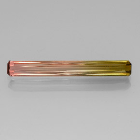 2.86캐럿 천연 바이컬러 투르말린, 에메랄드 컷, 26.8×3.4 mm, VVS-VS
