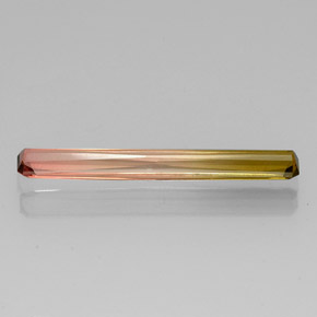 2.86캐럿 천연 바이컬러 투르말린, 에메랄드 컷, 26.8×3.4 mm, VVS-VS