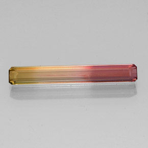 2.37캐럿 천연 바이컬러 투르말린, 에메랄드 컷, 24.1×3.4 mm, VVS-VS