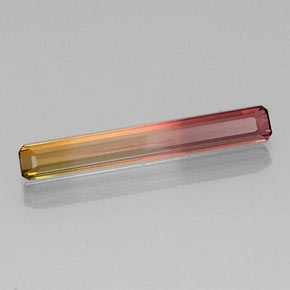 2.37캐럿 천연 바이컬러 투르말린, 에메랄드 컷, 24.1×3.4 mm, VVS-VS