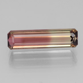 1.94캐럿 천연 바이컬러 투르말린, 에메랄드 컷, 13.9×3.8 mm, VS