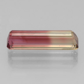 1.94캐럿 천연 바이컬러 투르말린, 에메랄드 컷, 13.9×3.8 mm, VS