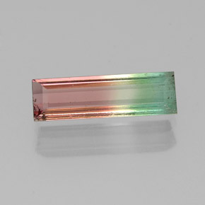 0.84캐럿 천연 워터멜론 투르말린, 바게트, 10.7×3.2 mm, VS-SI