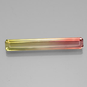 3.51캐럿 천연 바이컬러 투르말린, 에메랄드 컷, 29.3×4.3 mm, VVS-VS