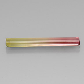 3.51캐럿 천연 바이컬러 투르말린, 에메랄드 컷, 29.3×4.3 mm, VVS-VS