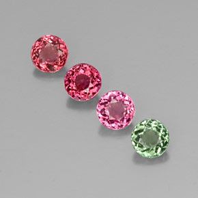 캐럿 천연 멀티컬러 투르말린 보석, 라운드 컷, 4.25 mm, VVS-VS