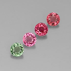 캐럿 천연 멀티컬러 투르말린 보석, 라운드 컷, 4.25 mm, VVS-VS