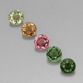 캐럿 천연 멀티컬러 투르말린 보석, 라운드 컷, 5.03 mm, VVS-VS