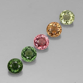 캐럿 천연 멀티컬러 투르말린 보석, 라운드 컷, 5.03 mm, VVS-VS