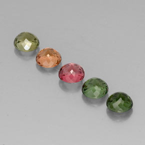 캐럿 천연 멀티컬러 투르말린 보석, 라운드 컷, 5.03 mm, VVS-VS