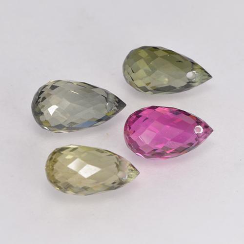 2.95캐럿 천연 멀티컬러 투르말린 보석, 브리올레트, 7×4 mm, VS