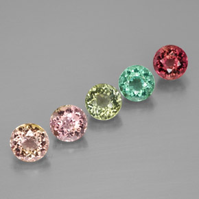 캐럿 천연 멀티컬러 투르말린 보석, 라운드 컷, 4.64 mm, VVS
