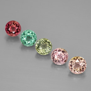 캐럿 천연 멀티컬러 투르말린 보석, 라운드 컷, 4.64 mm, VVS