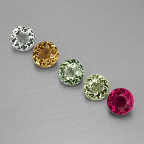 캐럿 천연 멀티컬러 투르말린 보석, 라운드 컷, 4.72 mm, VVS