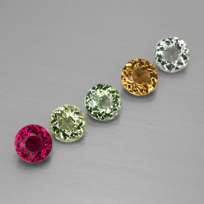 캐럿 천연 멀티컬러 투르말린 보석, 라운드 컷, 4.72 mm, VVS