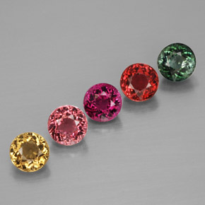 캐럿 천연 멀티컬러 투르말린 보석, 라운드 컷, 4.56 mm, VVS