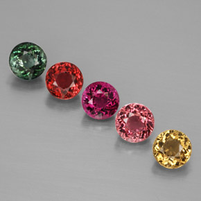 캐럿 천연 멀티컬러 투르말린 보석, 라운드 컷, 4.56 mm, VVS