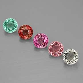 캐럿 천연 멀티컬러 투르말린 보석, 라운드 컷, 4.52 mm, VVS