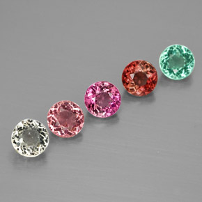 캐럿 천연 멀티컬러 투르말린 보석, 라운드 컷, 4.52 mm, VVS