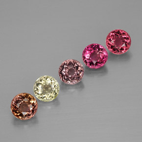 캐럿 천연 멀티컬러 투르말린 보석, 라운드 컷, 4.33 mm, VVS